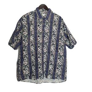Alexander Martin Men's Hawaiian Floral Shirt Button Down Short Sleeve Sz XL Blue